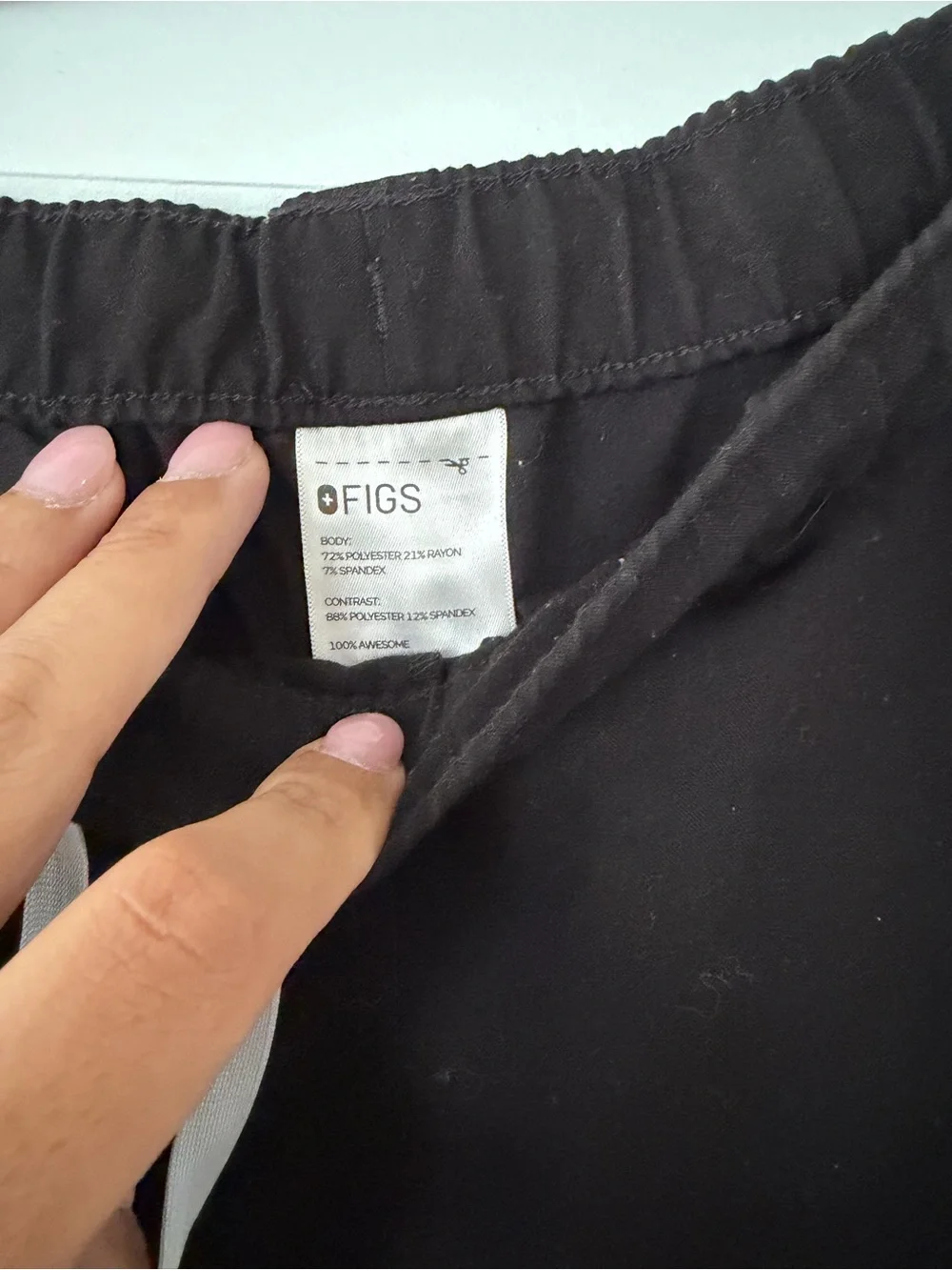 Figs Black Men's Jogger Sweatpants with White Drawstring